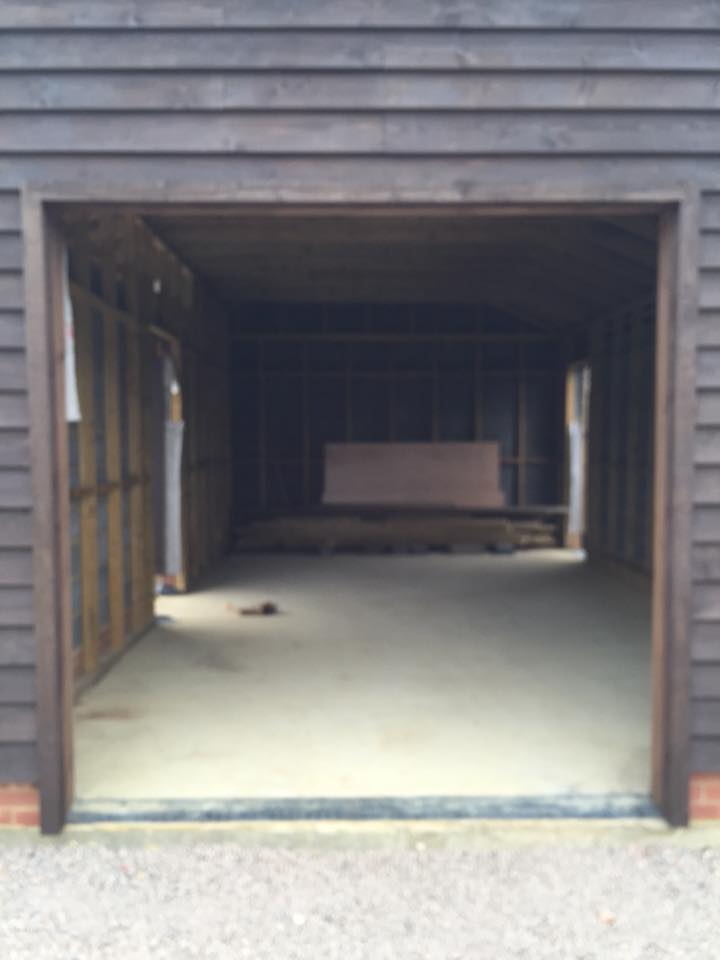 Barn conversion entrance before being fitted with a SeceuroGlide roller garage door fitted by Shutter Spec Security