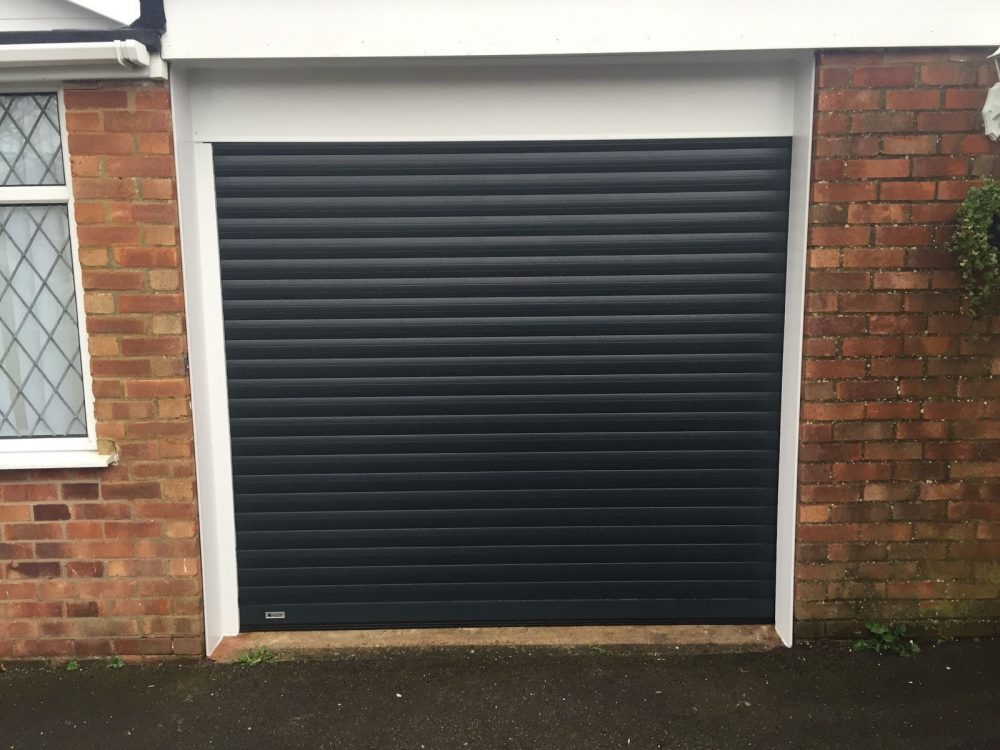 anthracite grey roller garage door fitted in haddenham, buckinghamshire by Shutter Spec Security