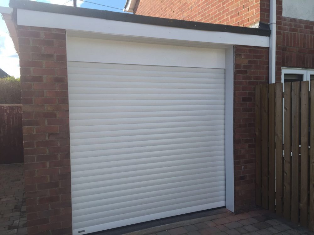White SeceuroGlide Roller Garage Door was installed in Wallingford, Oxfordshire by Shutter Spec Security
